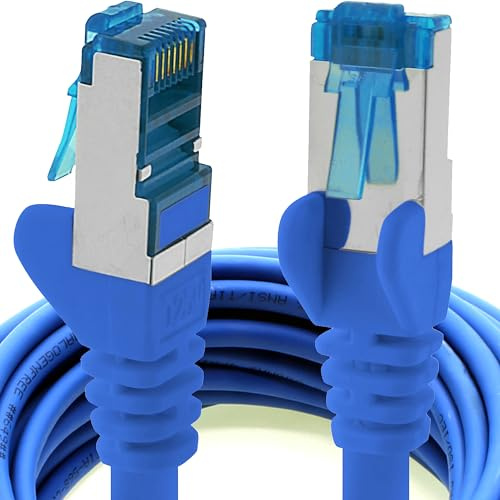1aTTack.de 5m - CAT6a - network cable blue - 1 piece CAT 6 A patch cable 10000 Mbit s SFTP PIMF 500 MHz compatible with CAT5 CAT6 CAT7 DSL Internet Switch Router