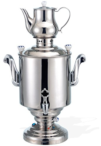 Samovar Beem Katharina III - Bollitore per Te ed Acqua Serbatoio 15.0 litri Teiera da 2.0 litri in Acciaio Lucido