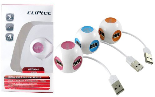 CLiPtec 4 Port Atom 2.0 Bus Powered Hub - Pink