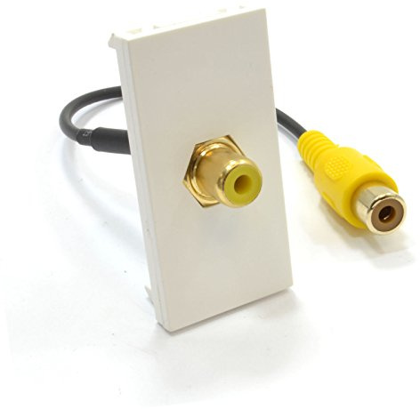 kenable RCA Composite Video Faceplate Module White Panel Mount Stub 15cm Pre-Wired No Soldering Wall Plate Insert