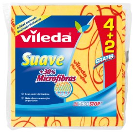 Vileda 142010 - Bayetas Suaves, 30% microfibras, 4 Unidades + 2 Unidades Gratis