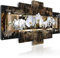B&D XXL - Wandbilder XXL Abstrakt 200x100cm 5 tlg - Wand Deko Leinwand Bilder Groß Wanddeko Wohnzimmer Schlafzimmer Kunstdrucke - weiße Orchidee Blumen Textur braun b-A-0030-b-o