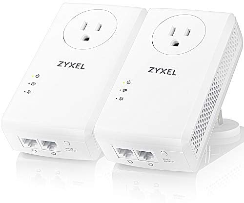 Zyxel AV2000 Powerline Ethernet Adapter Starter Kit | Pass-Thru Power | Plug & Play | MIMO | HomePlug AV2 | 2 x Gigabit Ethernet | Ideal for Smart TVs, On-Line Games, 4K Streaming | PLA5456KIT