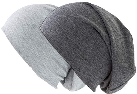 shenky 2er Set Jersey Beanie Herren Mütze Dunkelgrau und Hellgrau Übergangsmütze Sommermütze Damen Wintermütze
