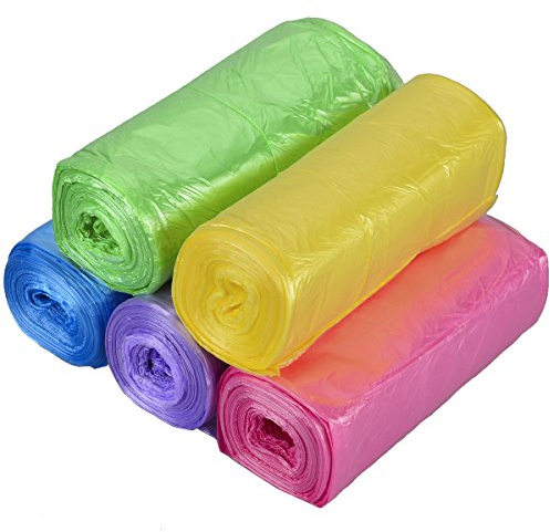Pedal Bin Bags, TankerStreet Bin Liners 3-10 Litres Without Handles PE Food Waste Bags Coloured Caddy Liners Bags for Kitchen Bathroom Bedroom Office Use -150pcs Mix Coloured