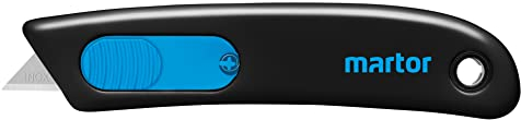 MARTOR SECUNORM SMARTCUT - Cuchillo de seguridad con alimentador de hoja, hoja inoxidable, cuchillo profesional, pequeño, ligero, diestros y zurdos, desechable, certificado GS