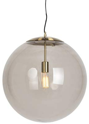Qazqa - Moderne Hängelampe I Pendellampe I Pendelleuchte Messing mit Rauchglas 50 cm - Ball I Wohnzimmer I Schlafzimmer - Rund - LED geeignet E27