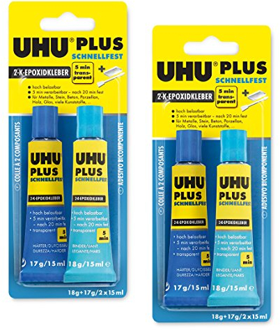2 x UHU Plus ad alta resistenza, 2 x 35 g.