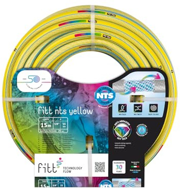 FITT NTS YELLOW 5/8 (15mm) 15m - Robuster und flexibler Gartenschlauch in gelber Farbe für eine intensive Nutzung, mit exklusiven Technologien