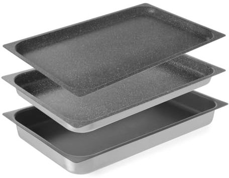 HENDI Gastronormbehälter, mit antihaftbeschichtet, geeignet zur Verwendung in Öfen, Backblech, Einschubblech, GN 1/1, 530x325x(H)65mm, Aluminium
