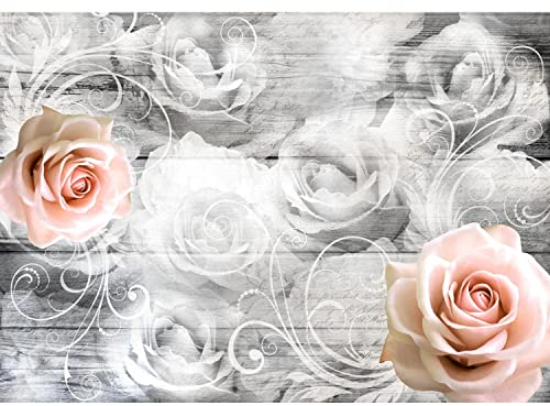 Runa Art Fototapete Vintage Blumen 352 x 250 cm Vlies Tapeten XXL Moderne Wandtapete Wohnzimmer Schlafzimmer Grau Rosa 9463011c