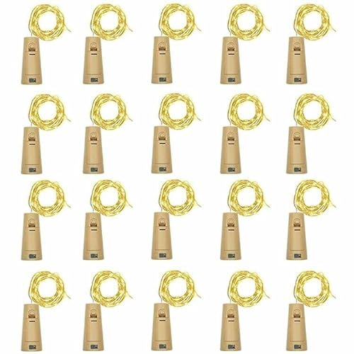 20 Pack 10 LED Wine Bottle Cork Lights, Fairy Mini String Lights Copper Wire, Battery Operated Starry Lights for DIY, Christmas, Halloween, Wedding, Party, Indoor&Outdoor (Warm White)