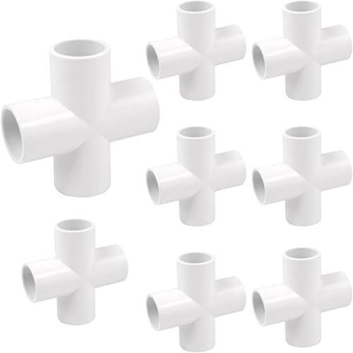 Raccordo a croce in PVC a 4 vie 3/10,2 cm per serre e mobili (confezione da 8)