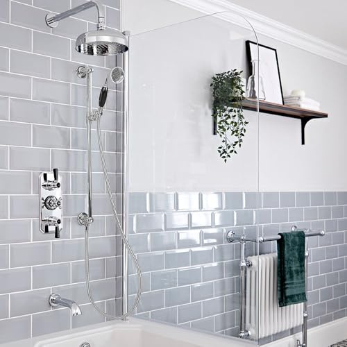 MILANO Mixer Valve 200mm Shower Head Riser Rail Bath Spout Chrome Black