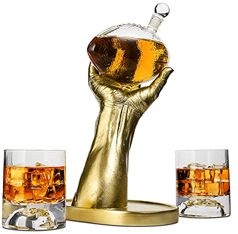 Football Decanter with 2 Football Whiskey & Wine Glasses - Perfect for Superbowl, Father's Day Gift, Gift for Husband - Made for Liquor, Scotch, Whiskey and Bourbon 750ml, Rugby Gifts