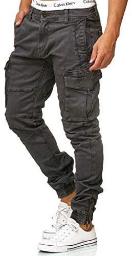 Indicode Herren Alex Cargohose aus Baumwolle mit 6 Taschen | Cargo Chino Hose f. Männer Iron, M