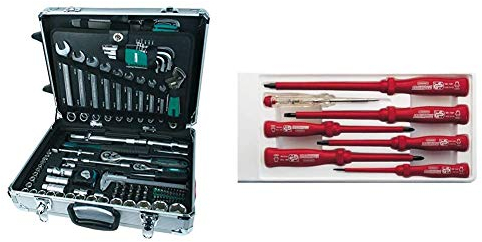 Brüder Mannesmann M29077 Alu-Werkzeugtrolley bestückt, 159-tlg & Elektro-Schraubendrehersatz, 7-tlg, M 1187-PROFI