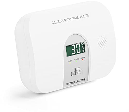 Meross, Detector/Alarma de Monóxido de Carbono(CO) con Pantalla Digital LCD, 2 Pilas AA (Incluidas), 7 años de Seguridad contra Incendios para Casas, Dormitorios y Hoteles