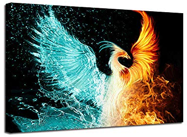 JGTQ Bilder für Wohnzimmer 120x80 CmEisfeuer PhöNix 1 Teilig Leinwandbilder Bild auf Leinwand Vlies Wandbild Kunstdruck Wanddeko Wand Wohnzimmer Home Decoration- Kein Rahmen
