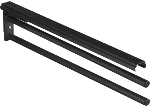 Gedotec Towel Rail | H6008 | Pull-Out Towel Rail with 2 arms | 1 Piece | Towel Rail Length 465 mm in Black | Bathroom & Kitchen Cabinet Towel Rail Swivel 90degree | Made in Germany
