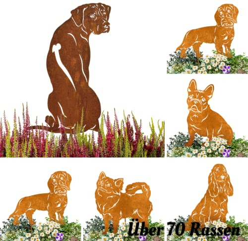 Terma Stahldesign Rhodesian Ridgeback Edelrost Hund Gartenstecker Handmade Germany gartendeko aus Rost-Metall deko rostoptik Rostfiguren Tiere rostfiguren Garten Rostdeko
