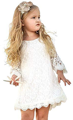 MIXIDON Filles Dentelle Robe Banquet Fête De Mariage Princesse Fleur Robe Pageant Demoiselle d'honneur Baptême 1-14 Ans