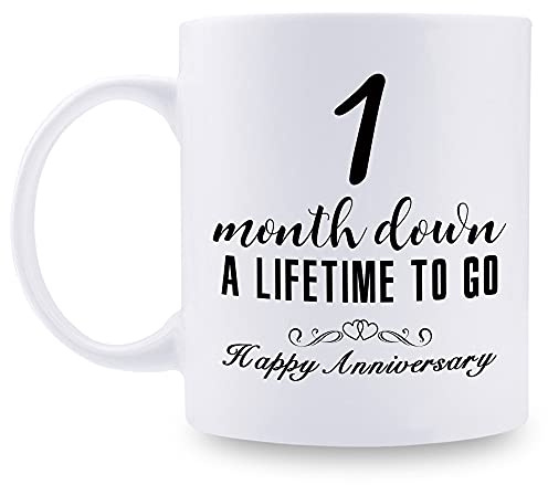 aiyaya 1 Month Anniversary Mugs for Girlfriend Boyfriend - One Month Anniversary Mug for Him Her Couple Lovers - 11 oz Coffee Mug