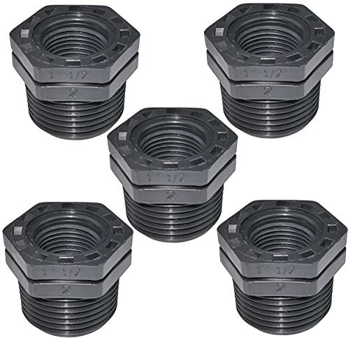 AERZETIX - C51850 - Juego de 5 reductores de plástico macho/hembra 1''x1/2'' con tope interior para atornillar - pezón reducido macho/hembra para atornillar 10 bares