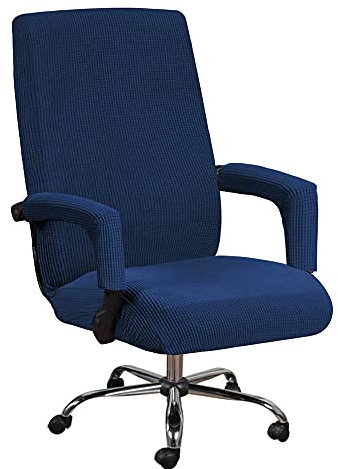 Bestenrose Bürostuhl Bezug Bürostuhlabdeckung für Die Sitzfläche Elastische Stuhlhussen mit Armlehne Hussen Bezüge Elastische Waschbar Stuhlhussen Set für Bürostuhl Computerstuhl (X-Large, Blau)