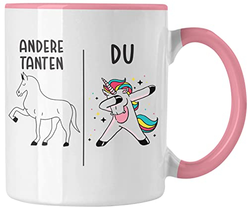 Trendation - Beste Tante Geschenk Tasse mit Spruch Kaffeetasse für Tante Geschenkidee (Rosa)