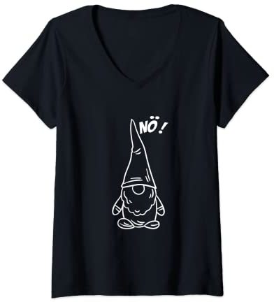 Damen Nö Fun Zwerg Shirt Mit Wichtel Lustiger Gartenzwerg T-Shirt mit V-Ausschnitt