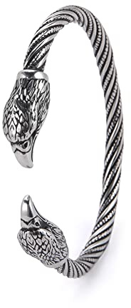 kkjoy Wikinger Armband Herren Edelstahl Tierkopf Schraube für Teenager nordisches Amulett nordische Piraten Armarmband