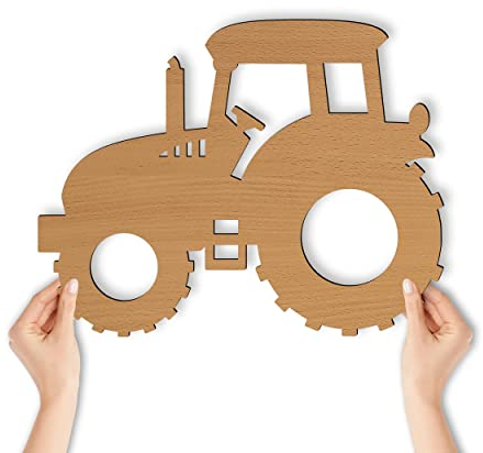 Wandlampe Traktor I Nachtlicht Schlummerlicht Kinderzimmer Kinder Mädchen Junge I MDF Holz Batteriebetrieb