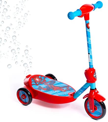 Huffy Marvel Spiderman Bubble Elektroroller für Kinder im Alter von 3-5 Jahren, 6-Volt-Batterie-Spielzeug-Roller mit Blasenmaschine, Rot