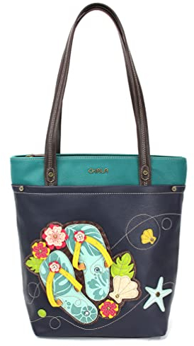 CHALA Deluxe Everyday Tote Damen Schultertasche Handtasche, Flip-Flop, Marineblau, Einheitsgröße, Tragetasche