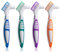 Octuitey Denture Brush 4Pcs Denture Toothbrushes，Denture Cleaning Care Cleaning Brush ，Double Sided Toothbrush，Multi-Layered Bristles and Rubber Anti-Slip Handle (Purple, Green, Blue, Orange)