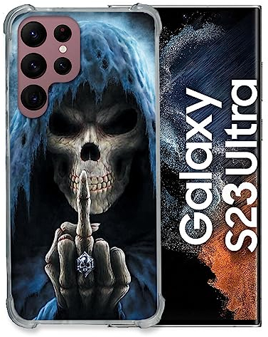 Cokitec - Carcasa de Cristal Templado para Samsung Galaxy S23 Ultra Calavera