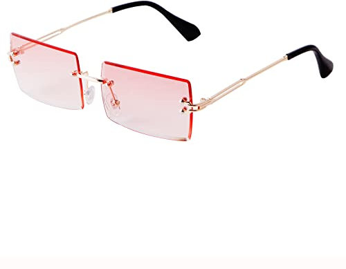 ADEWU Occhiali da sole rettangolari senza montatura Donne Uomini Occhiali retrò Vintage UV400 Unisex Ultra Leggeri