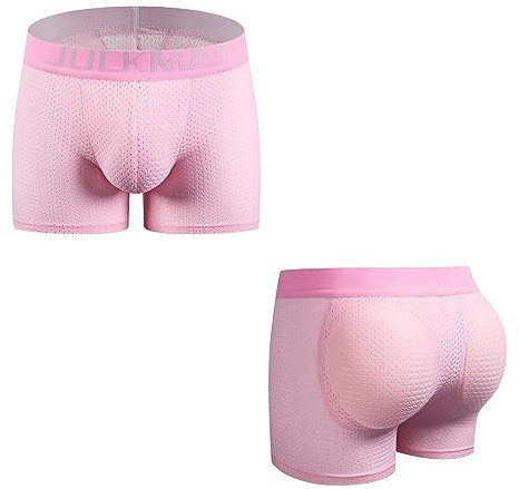 JOCKMAIL Lot of 2 Caleçons Homme Rembourrés Sexy - Coussinet Amovible pour Mettre en Valeur Les Fesses (as4, Alpha, m, Regular, Regular, Rose)