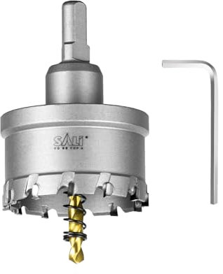 SALI TCT Carbide Hole Saw for Hard Metal,55mm,2-1/6 Tungsten Carbide Tipped Hole Cutter Set with Titanium-Plated Pilot Drill bit for Metal, Stainless Steel, Iron, Wood, Aluminium, Plastics