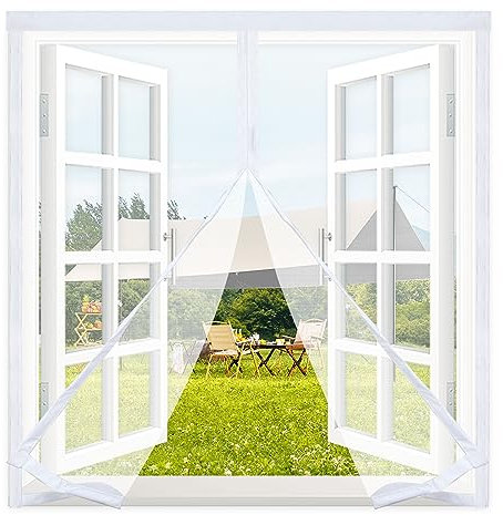 Zanzariera Magnetica Finestra 100x150cm,Tenda Zanzariera Magnetica Anti Zanzare Insetti Chiusura Automatica,Rete Superfine Autoadescante per Porte e Finestre,Bianco