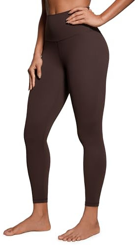 CRZ YOGA Butterluxe Damen High Waist Sport Leggings Blickdicht Yoga Leggins Sporthose Workout Gym Yogahose - 64cm Heißes Fudge-Brown 36