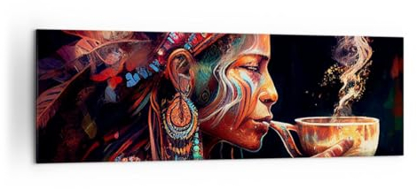 Panorama Bilder auf Leinwand 160x50cm Leinwandbild Schamane Indisch Ayahuasca Groß XXL Wanddeko Bild Schlafzimmer Wandbilder Dekoration Wohnzimmer Wall Decor Canvas Wand Kunstdruck Art AB160x50-5744