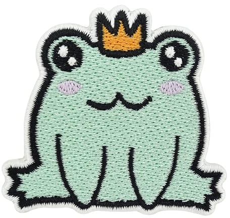 Finally Home Patch zum Aufbügeln - Frosch Prinz | Kinder Aufnäher Patch, Aufbügelbilder, Süße Tier Patches zum Aufnähen, Lustige kleine Bügel Patches, Frog Bügelbild, Cute Mädchen Flicken