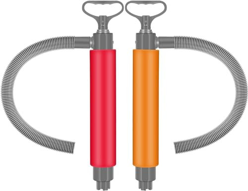 Bomba de sentina manual de 2 piezas, bomba de agua manual, accesorios de barco, kit de bomba de achique de extracción de agua con manguera reversible para barcos, kayaks, canoas, veleros, rojo y