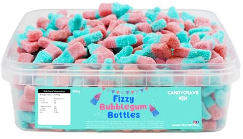 Fizzy Bubblegum Pink And Blue Bottles - Fizzy Bubblegum Bottles - 600g Tub - Pick and Mix - Gender Reveal Pink and Blue Sweets