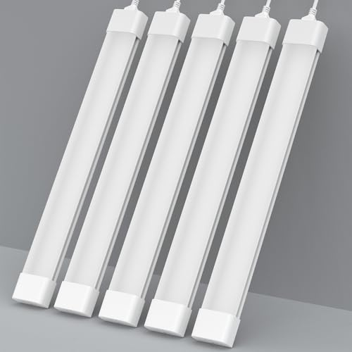 Amdelne 5 x Feuchtraumleuchte LED 120cm, 36W 4000LM LED Neonröhre, Kalteweiß 6000K Feuchtraumlampe, IP65 Wasserfest Wannenleuchte, Werkstattlampe, Kellerleuchte, Deckenleuchte für Büros Lager Garage