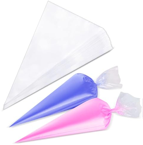 100 Pcs Piping Bags Disposable, 12 Inch Thick Clear Icing Piping Bags, Anti-Burst Icing Bags Cake Decorating Plastic Pastry Bags for Cake Cupcake Dessert Cookies Decoration