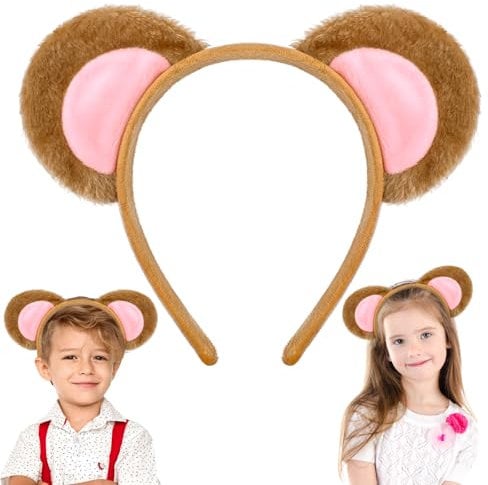 COMNICO Mouse Ears Headband, 1Pcs Plush Animal Ears Headwear for Cosplay, Halloween, Christmas, Dress Up Party