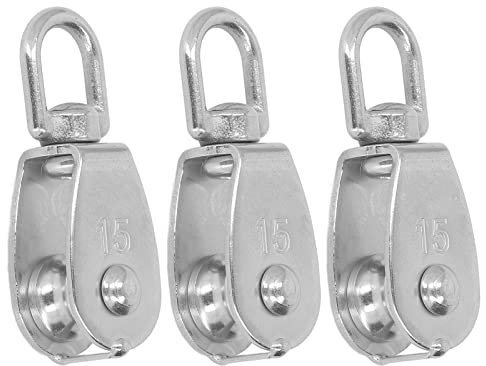 3-teiliger einzelner Flaschenzug, 35 kg Tragfähigkeit, Rollen für Seil, Edelstahl M15 Hängedraht, Abschleppwirbel, kleines Flaschenzug-Set für Fitness